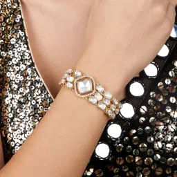 Zaveri Pearls Set of 2 Gold Tone Dazzling Austrian Diamonds & Stones Fusion Bracelets-ZPFK17945 image 2