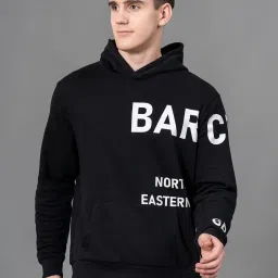 Red Tape Black Regular Fit Graphic Print Hooded Sweatshirt image 1