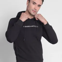 Crimsoune Club Black Regular Fit Printed Hooded Sweatshirt image 1