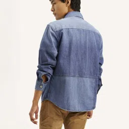 Levi'S Blue Cotton Relaxed Fit Color-Block Shirts image 2