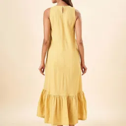 Akkriti by Pantaloons Yellow Cotton Self Pattern A-Line Dress image 2