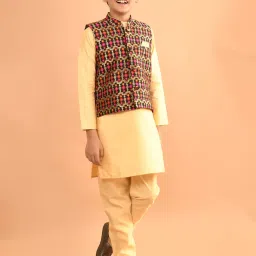LilPicks Kids Multicolor Embroidered Full Sleeves Kurta, Jacket with Pyjamas image 1