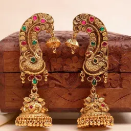 Karatcart Gold-Tone Plated Pink & Green Earrings for Women-image-89
