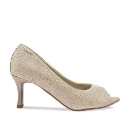 Rocia by Regal Women's Golden Peeptoe Stilettos image 1