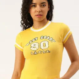 Forever 21 Yellow Cotton Printed T-Shirt-picture-25