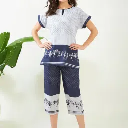 The Kaftan Company Grey & Navy Cotton Printed Co-Ord Set-image-2
