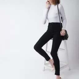 DOLCE CRUDO Black Slim Fit High Rise Stretchable Jeans image 4