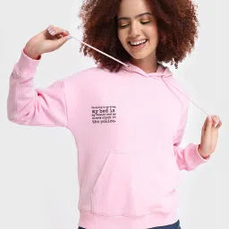 Bewakoof Pink Graphic Printed Oversized Hoodie image 1
