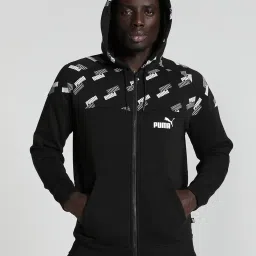 Puma POWER Black Regular Fit Logo Print Hooded Sweatshirt image 1