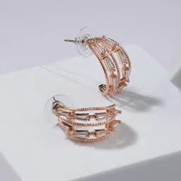 Aatmana Rose Gold-Plated Cubic Zirconia Studded Half Stud Earrings image 1