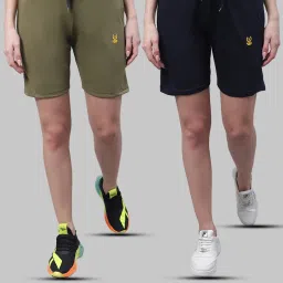 Vimal Jonney Olive & Navy Cotton Sports Shorts - Pack of 2 image 1