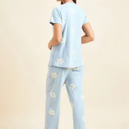 Sweet Dreams Celestial Blue Cotton Printed T-Shirt Pyjama Set image 2