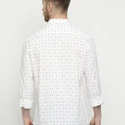 Basics White Cotton Slim Fit Printed Shirt image 2