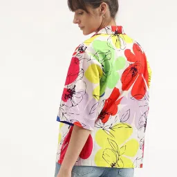 United Colors of Benetton Multicolor Cotton Floral Print Shirt image 2