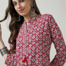 Soch Red Printed Straight Kurta image 5