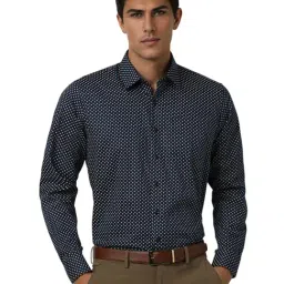 Van Heusen Navy Cotton Slim Fit Printed Shirt-picture-31