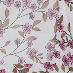 Klotthe Printed White & Pink 300 TC Cotton Blend King Bed Sheet with 2 Pillow Covers image 5