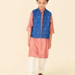 Fabindia Kids Blue Printed Nehru Jacket image 5