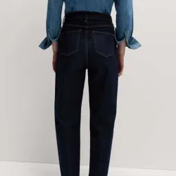 Marks & Spencer Blue Premium Dart Detail Barrel Jeans image 2