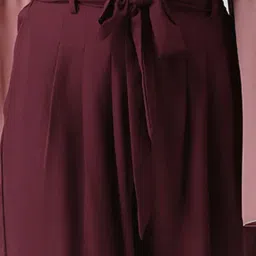 KASSUALLY Maroon Regular Fit Mid Rise Trousers image 5