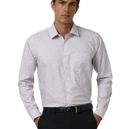 Van Heusen White Cotton Slim Fit Checks Shirt-image-69