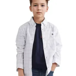 Rare Ones Boys White Cotton Chequered Shirt-picture-28