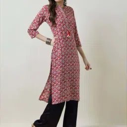 Soch Red Printed Straight Kurta image 3