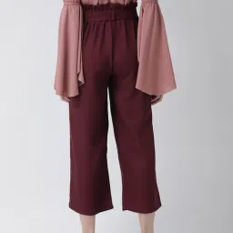 KASSUALLY Maroon Regular Fit Mid Rise Trousers image 2