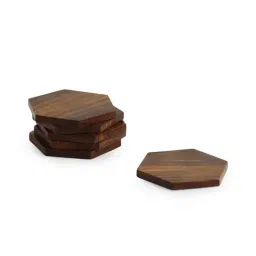 ExclusiveLane Handcrafted Coasters In Sheesham Wood (Set Of 6) image 3