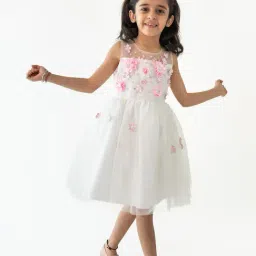 A Little Fable Kids White Applique Dress-picture-30