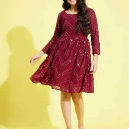 VASTRAMAY Kids Maroon Embroidery Dresses-picture-34