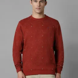Louis Philippe Red Cotton Regular Fit Printed Sweatshirt-picture-12