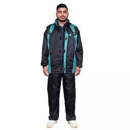 Allextreme Nylon & PVC Hooded Type Zipper Closer Black & Green Diamond Raincoat Set XXL for Men's, ALL-DIMD-08-picture-41
