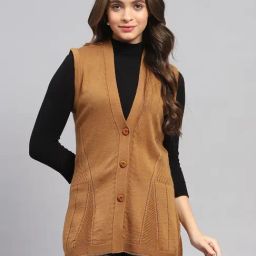 Monte Carlo Mustard Regular Fit Self Pattern Cardigan-image-90