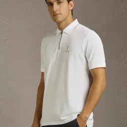 Louis Philippe White Cotton Regular Fit Polo T-Shirt-picture-28