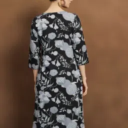 melange by lifestyle Melange Black Regular Fit Floral Print Kurta image 2