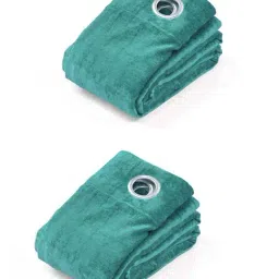 Saral Home Teal 4x7 ft. Reversible Satin & Velvet Blackout Curtain Pack of 2 image 4