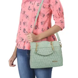 EVEDA Women Textured Structured Satchel Bag image 5