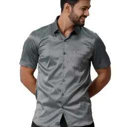 Ramraj Grey Regular Fit Half Sleeves Shirt-picture-21