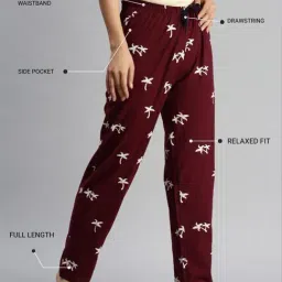 Kryptic Grey & Maroon Cotton Relaxed Fit Printed Lounge Pant - Pack of 2 image 4