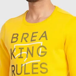 Spykar Yellow Cotton Slim Fit Printed Sweatshirt image 4