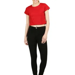 Appulse Red Cotton Slim Fit Crop Top image 4
