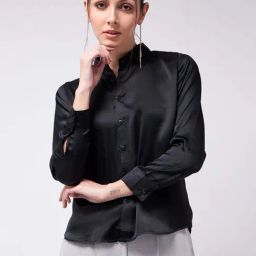 Color Capital Black Satin Regular Fit Shirt-picture-38