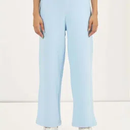 Femmella Blue Cotton Regular Fit Trackpants-picture-16