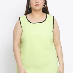 Oxolloxo Women Green Solid Styled Back Top-image-1