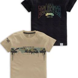 Codez Kids Beige & Black Printed T-Shirt (Pack Of 2)-picture-30