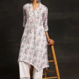 Libas White Cotton Printed Kurta Palazzo Set-picture-16