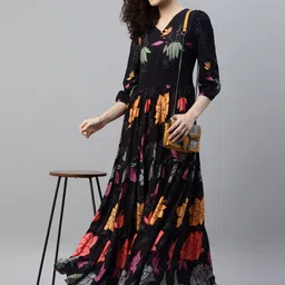 Krunal Raiyani Floral Printed V-Neck Fit & Flare Maxi Dress-picture-38