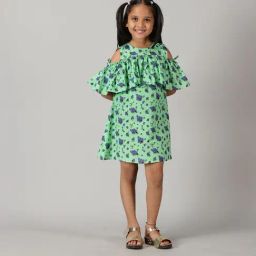 Kiddopanti Kids Green Printed Dress-picture-37