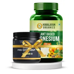 Himalayan Organics Plant Based Magnesium 220mg 120 Veg Capsules Nutrabay Gold Spark Pre Workout - 300g | Pack of 2 Combo-picture-20